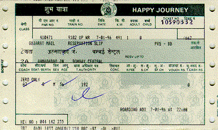 indian railways reservation ticket